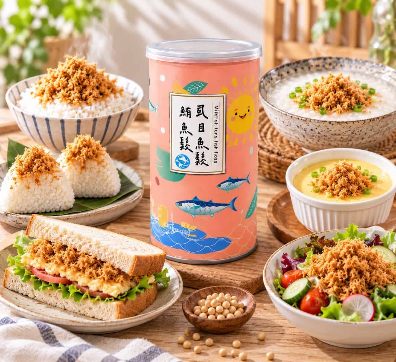 虱目魚尬鮪魚鬆經典原味多種吃法｜配飯、飯糰、煮粥、蒸蛋、三明治與沙拉